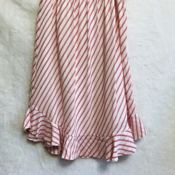 LOFT Pink and White Striped Ruffle Hem Skirt - Picture 4 of 8